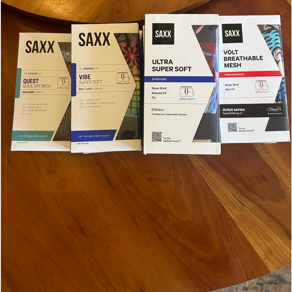 SAXX Men’s Performance Boxer Briefs - Size Medium- Lot of 8 pairs